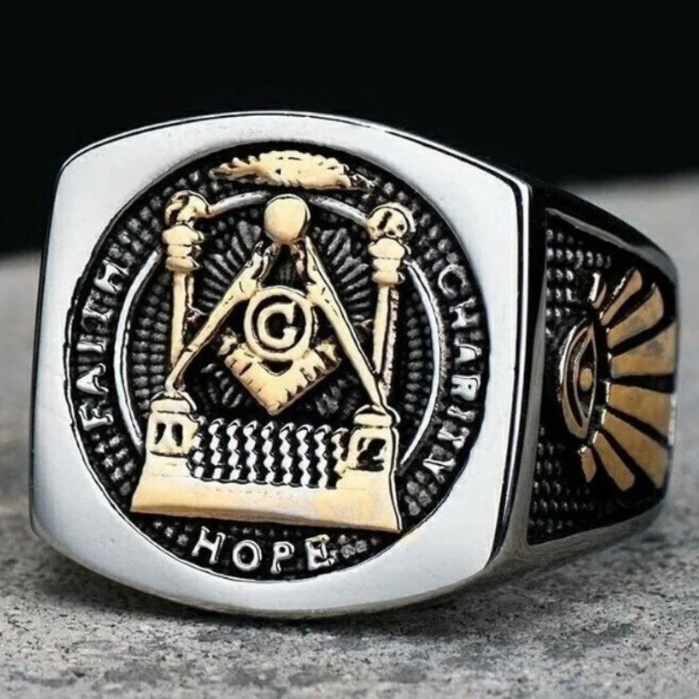 Silver AG Freemasonry Masonic G & Pillars Freemason Master Masons All-seeing Ey…